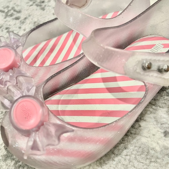 Clear sparkle Bubblegum Mini Melissa shoes size 8 - Picture 4 of 7